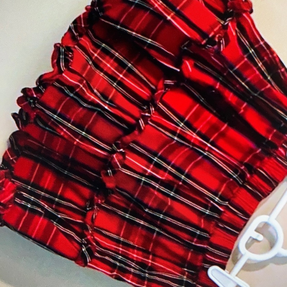 Charming plaid playful ruffles denim skorts